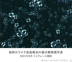 製剤のラメラ液晶構造の偏光顕微鏡写真