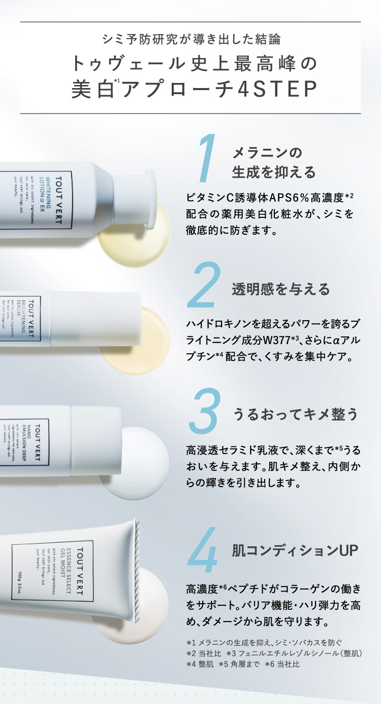 トゥヴェール史上最高峰の美白アプローチ4STEP