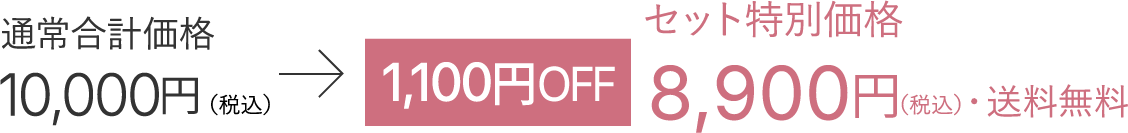 通常合計価格10,000円→セット特別価格8,900円（税込）・送料無料