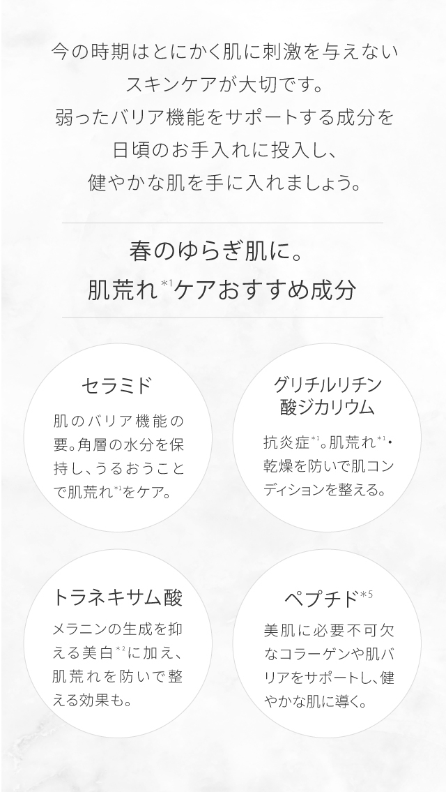春の肌荒れおすすめ成分