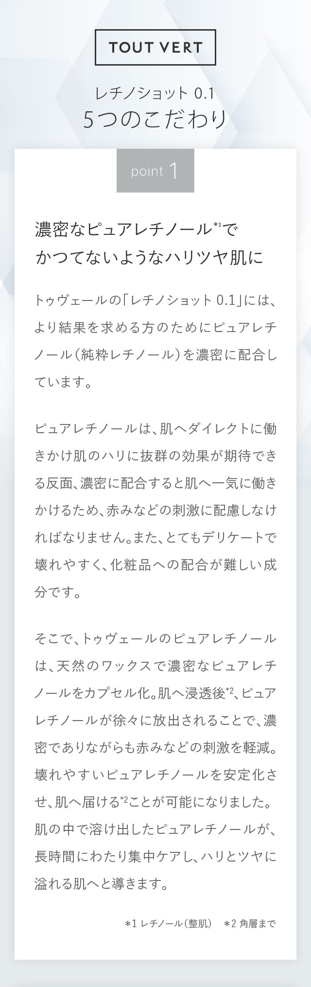 レチノショット 0.1 5つのこだわり